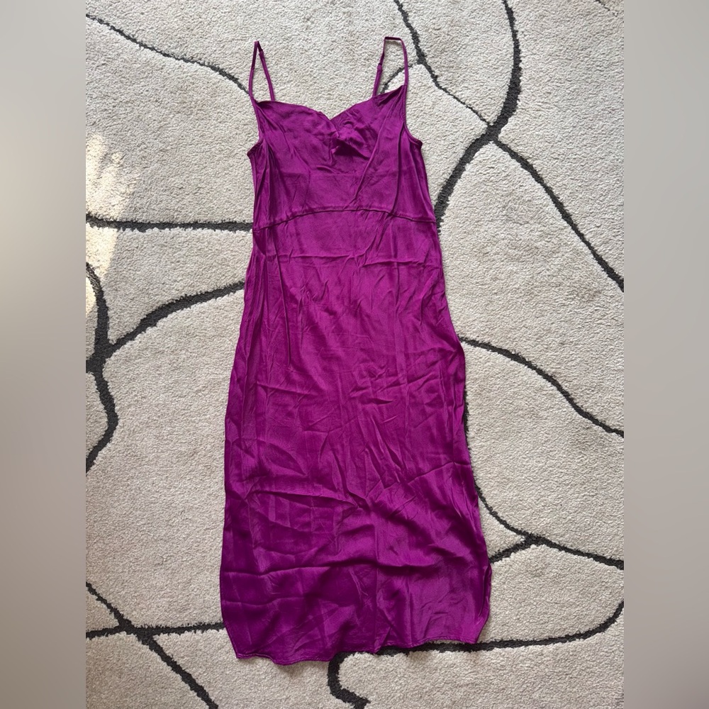 Anthropologie Satin Midi Cowl Neck Dress - Picture 5 of 8